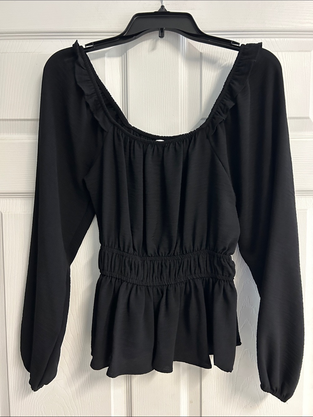 Nine West Black Long-Sleeve Peplum Blouse - Worn Once